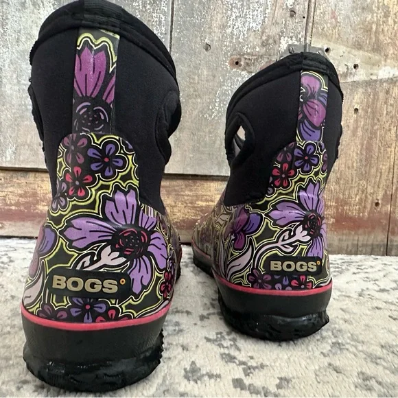 Women’s BOGS Size 10 Classic Short May Purple Floral Print Boots - Picture 4 of 7